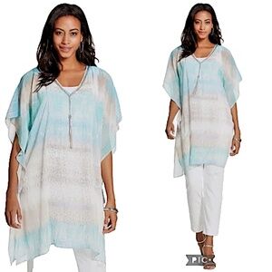 NWT New Chico's Dreaming Python Caftan Top Small / Medium S/M MSRP $119